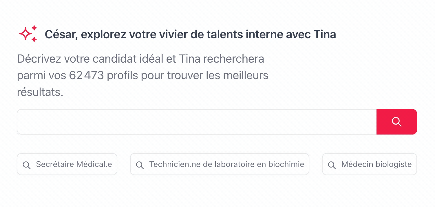 Aperçu de Tina analysant le vivier candidat dans l'ATS